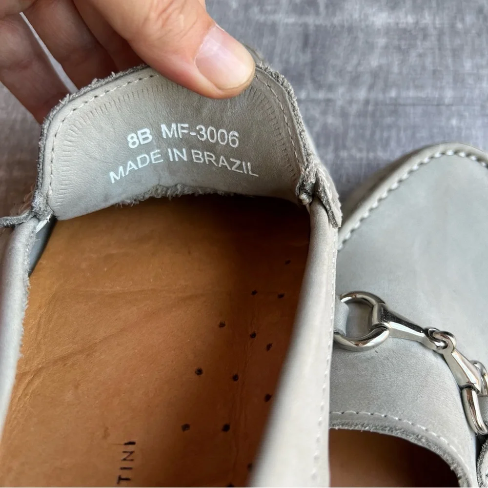 Mercanti Fiorentini Shoes Womens 8 B Bit Loafers Gray Leather Round Moc Toe